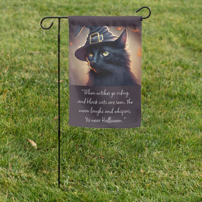 Black Cat Halloween Garden Flag (In SItu)