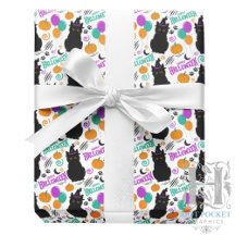 Black Cat Halloween Gift Wrapping Paper