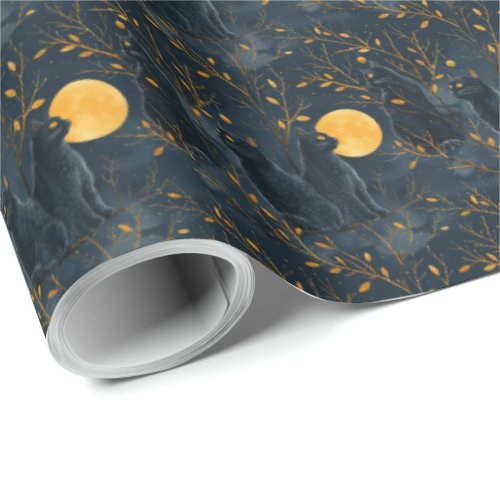 Black Cat Halloween Gift Wrapping Paper Wrap