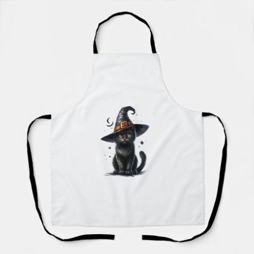 Black Cat Halloween Graphic  Apron