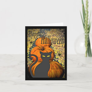 Black Cat Halloween Greeting Card