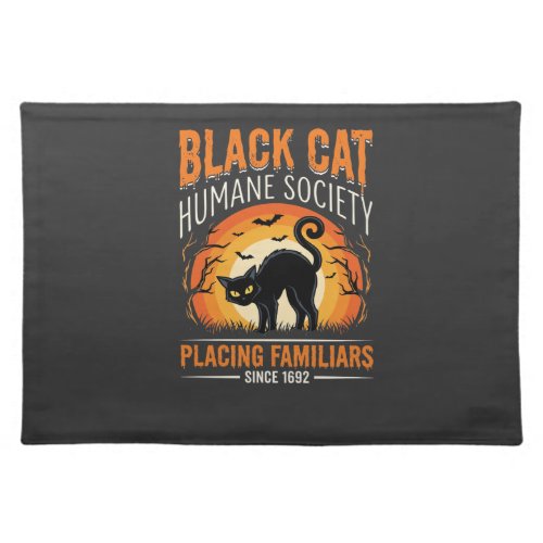 Black Cat Halloween Humane Society Vintage Graphic Cloth Placemat