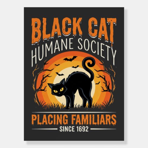 Black Cat Halloween Humane Society Vintage Graphic Foam Board