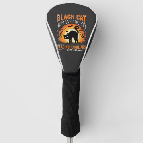Black Cat Halloween Humane Society Vintage Graphic Golf Head Cover