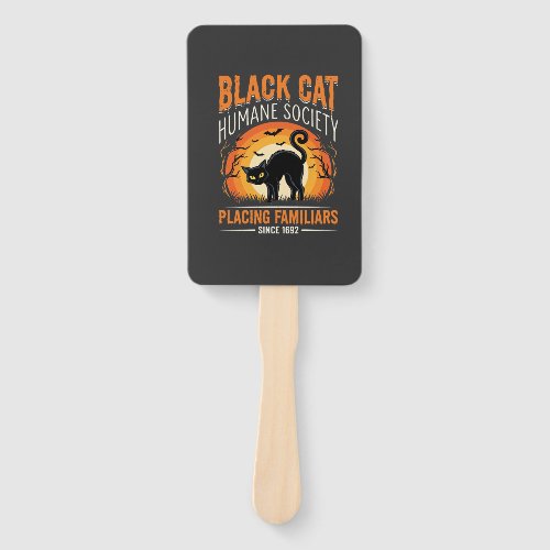 Black Cat Halloween Humane Society Vintage Graphic Hand Fan