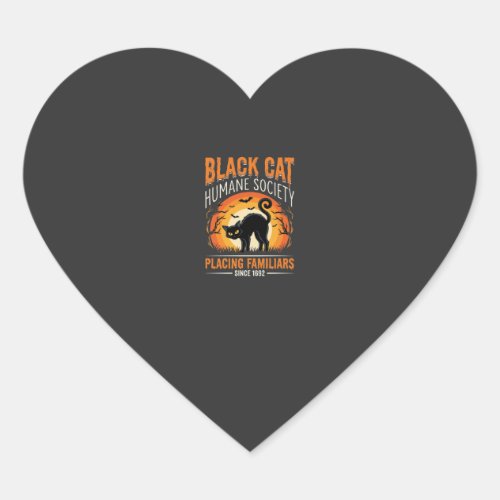 Black Cat Halloween Humane Society Vintage Graphic Heart Sticker