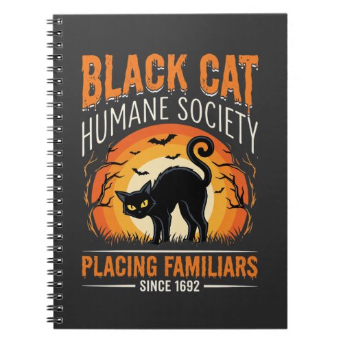 Black Cat Halloween Humane Society Vintage Graphic Notebook
