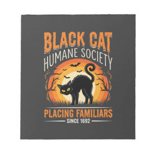 Black Cat Halloween Humane Society Vintage Graphic Notepad