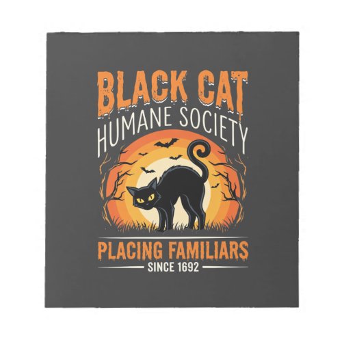 Black Cat Halloween Humane Society Vintage Graphic Notepad