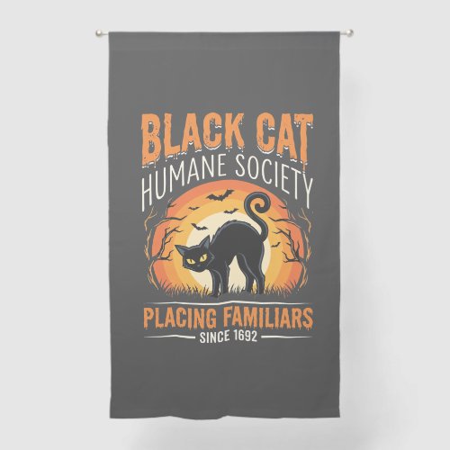 Black Cat Halloween Humane Society Vintage Graphic Sheer Curtains