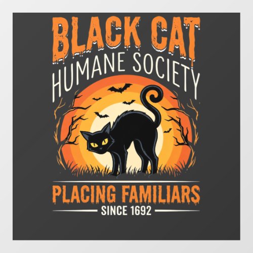Black Cat Halloween Humane Society Vintage Graphic Window Cling