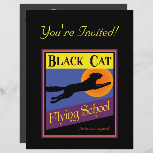 Black Cat Halloween Invitation Custom Flyer (Front/Back)