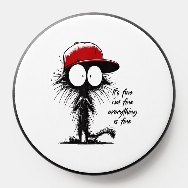 Black Cat Halloween It's Fine I'm Fine Everything  PopSocket (Popsocket)