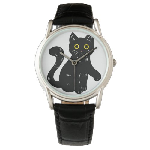 Black cat Halloween kids T_Shirt Watch