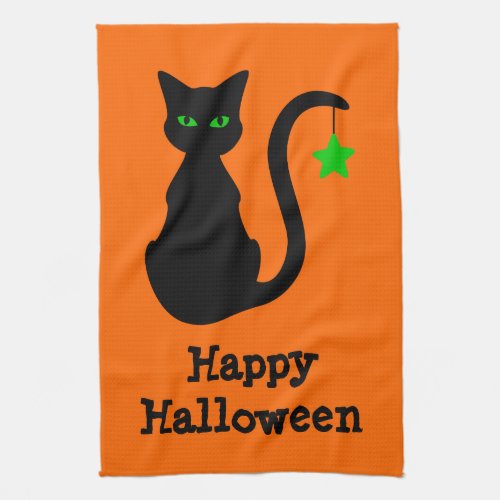 Black Cat Halloween Kitchen Towel