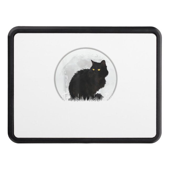 Black Cat Halloween Moon Cat  Hitch Cover (Front)
