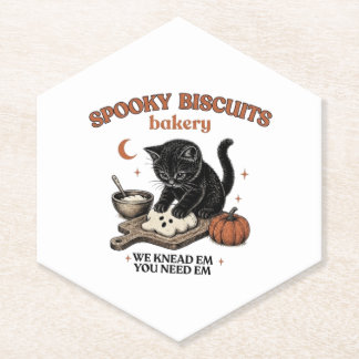 Black Cat Halloween Paper Coaster