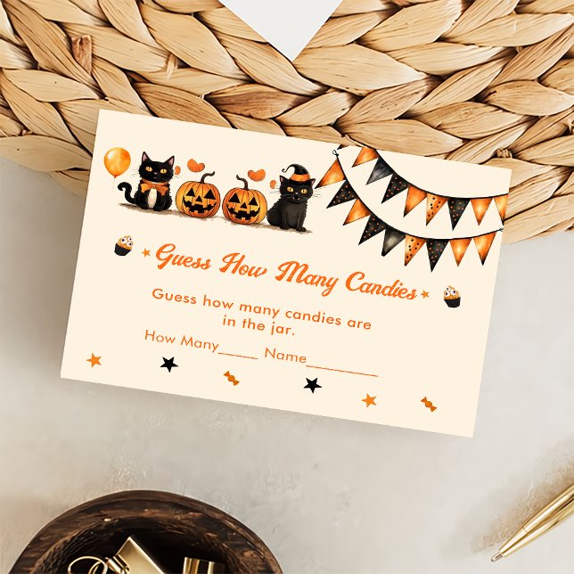 Black Cat Halloween Party Cute Ghost Enclosure Card (Creator Uploaded)