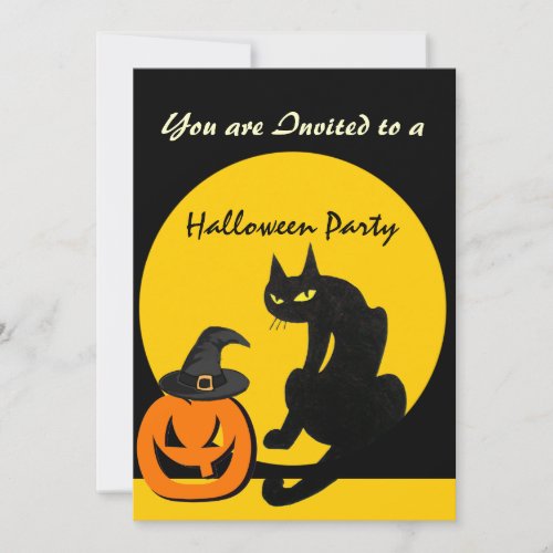 BLACK CAT HALLOWEEN PARTY INVITATION