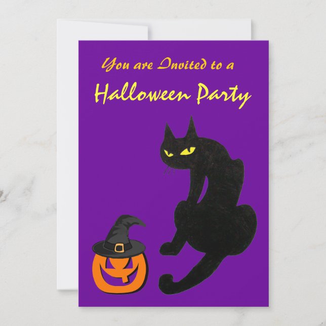 BLACK CAT HALLOWEEN PARTY INVITATION (Front)