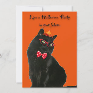Black Cat Halloween Party Invitation