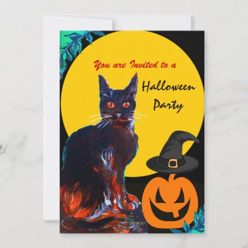 BLACK CAT HALLOWEEN PARTY INVITATION