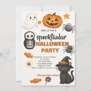 Black Cat Halloween Party Invitation
