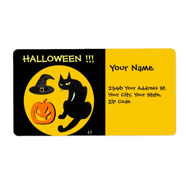 BLACK CAT HALLOWEEN PARTY LABEL (Front)