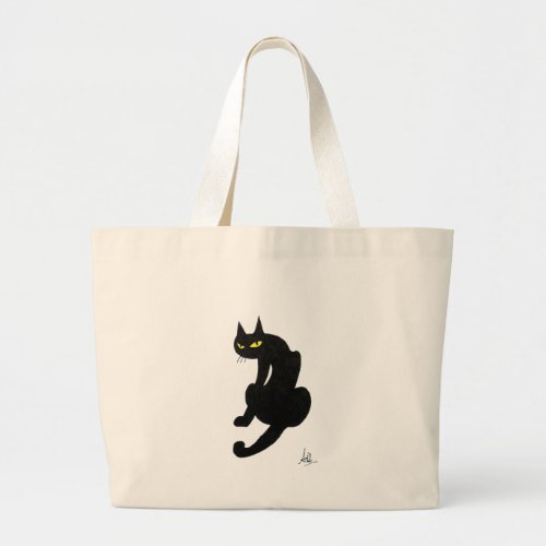 BLACK CAT HALLOWEEN PARTY LARGE TOTE BAG