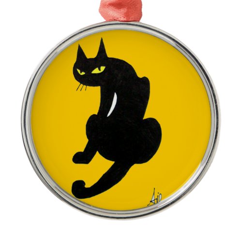 BLACK CAT HALLOWEEN PARTY METAL ORNAMENT