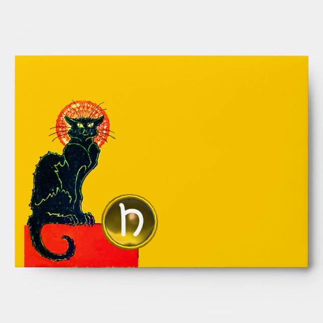 BLACK CAT HALLOWEEN PARTY MONOGRAM ENVELOPE (Front)