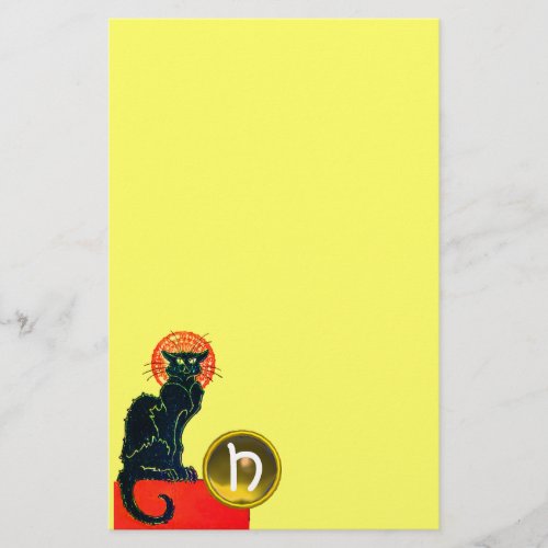 BLACK CAT HALLOWEEN PARTY MONOGRAM STATIONERY