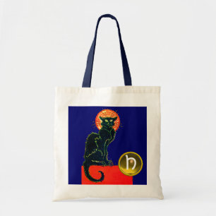 BLACK CAT HALLOWEEN PARTY MONOGRAM TOTE BAG