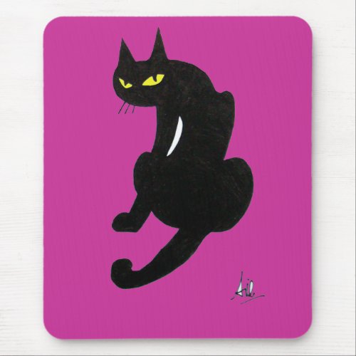 BLACK CAT HALLOWEEN PARTY MOUSE PAD