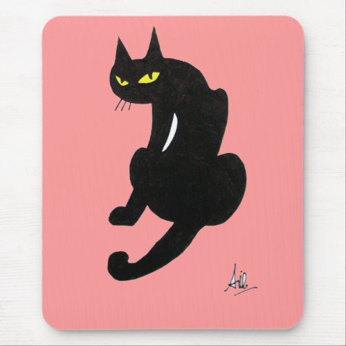 BLACK CAT HALLOWEEN PARTY MOUSE PAD