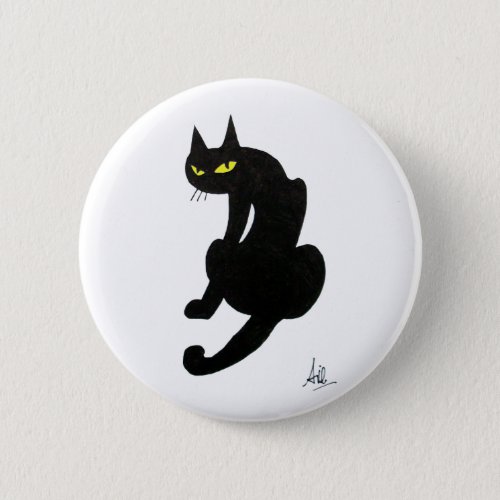 BLACK CAT HALLOWEEN PARTY PINBACK BUTTON