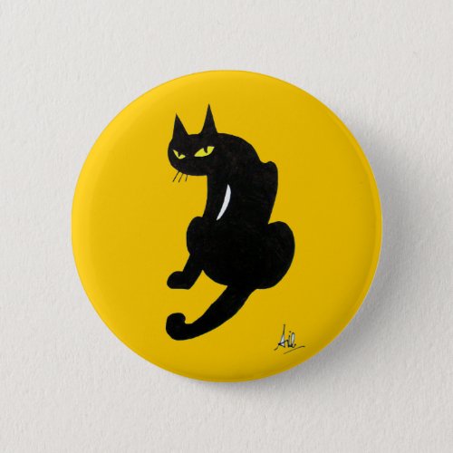 BLACK CAT HALLOWEEN PARTY PINBACK BUTTON