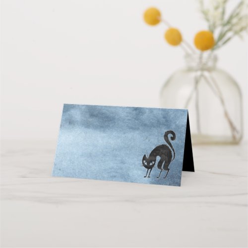 Black Cat Halloween Party Place Card