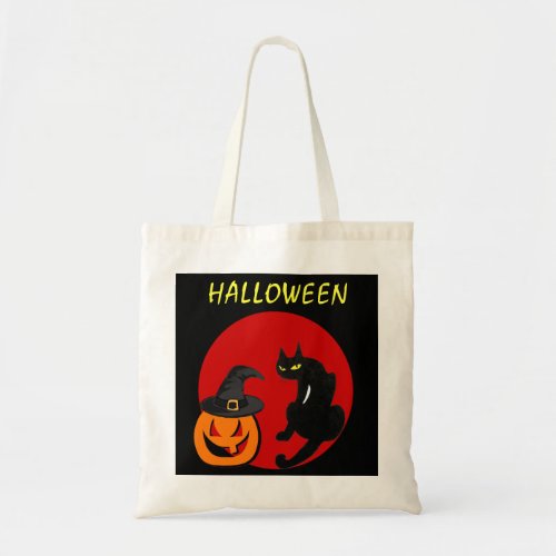 BLACK CAT HALLOWEEN PARTY TOTE BAG