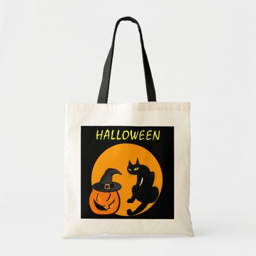 BLACK CAT HALLOWEEN PARTY TOTE BAG