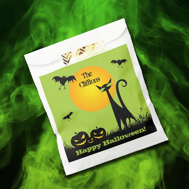 Black Cat Halloween Party Treat Favor Bag (Creator Uploaded)