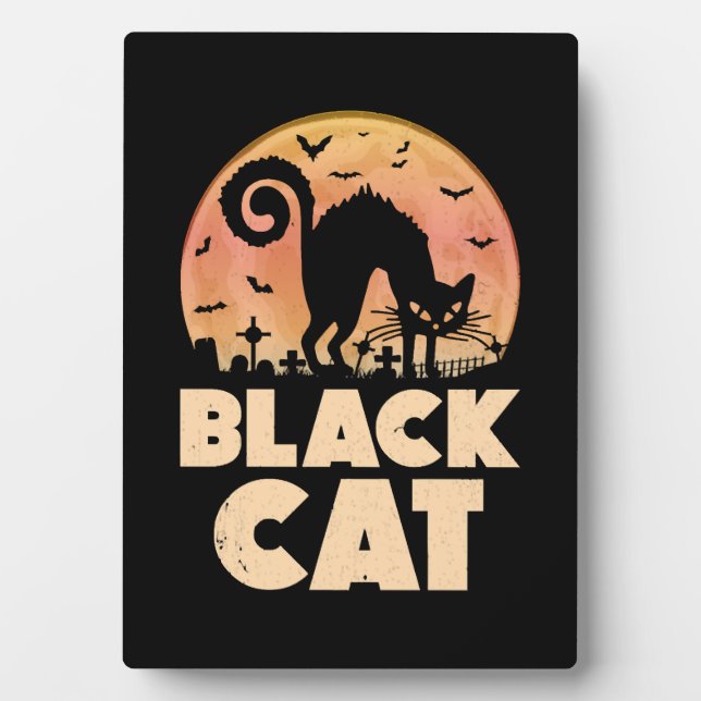 Black Cat Halloween Plaque (Front)