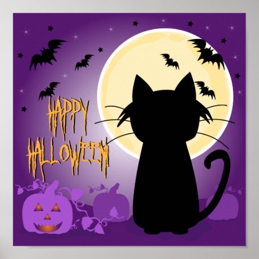 Black Cat Halloween Poster | Zazzle