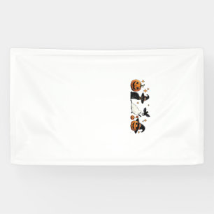 Black Cat Halloween Pumpkin Boo Ghost Witch Spooky Banner