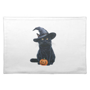 Black Cat Halloween Pumpkin Costume For Women Men Cloth Placemat