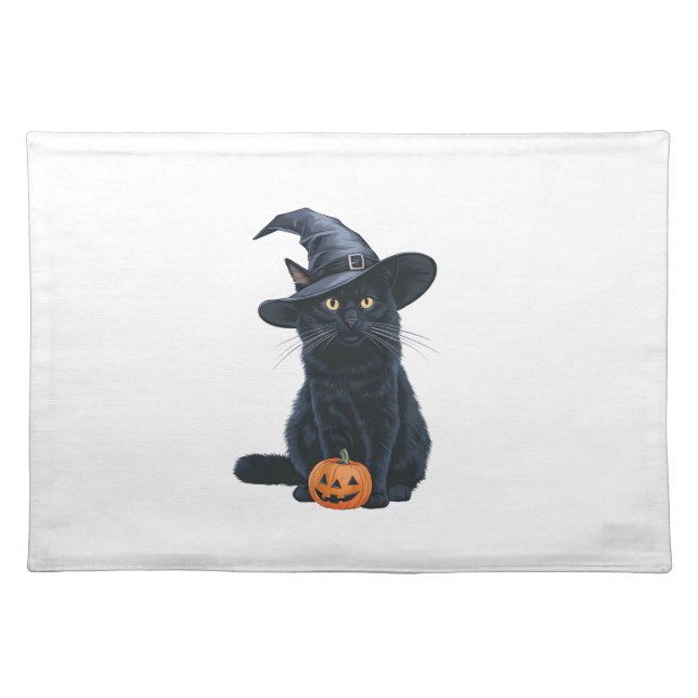 Black Cat Halloween Pumpkin Costume For Women Men  Cloth Placemat (Front)
