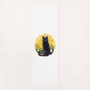 Black Cat Halloween Pumpkin Costume For Women Men Yoga Mat