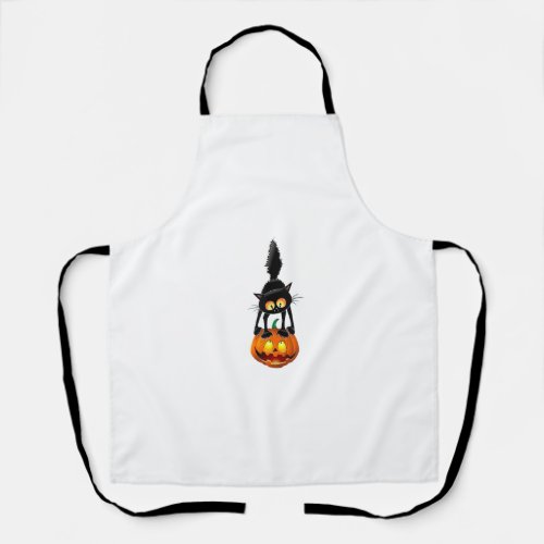 Black Cat Halloween Pumpkin Costume Women Men Kids Apron