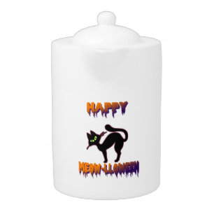 Black Cat Halloween Pumpkin Halloween Teapot