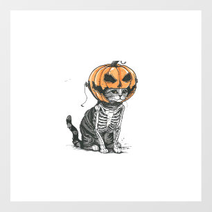 Black Cat Halloween Pumpkin Head Costume For Women Wall Decal